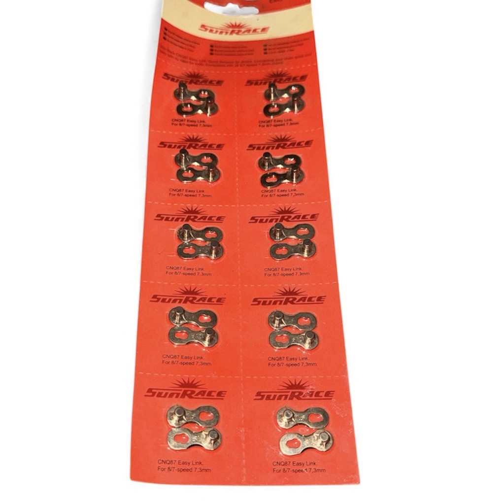 Sunrace CNQ87 7/8-Speed 7.3mm Easy Links For Bicycle Chains – (TEN) 10-Pack