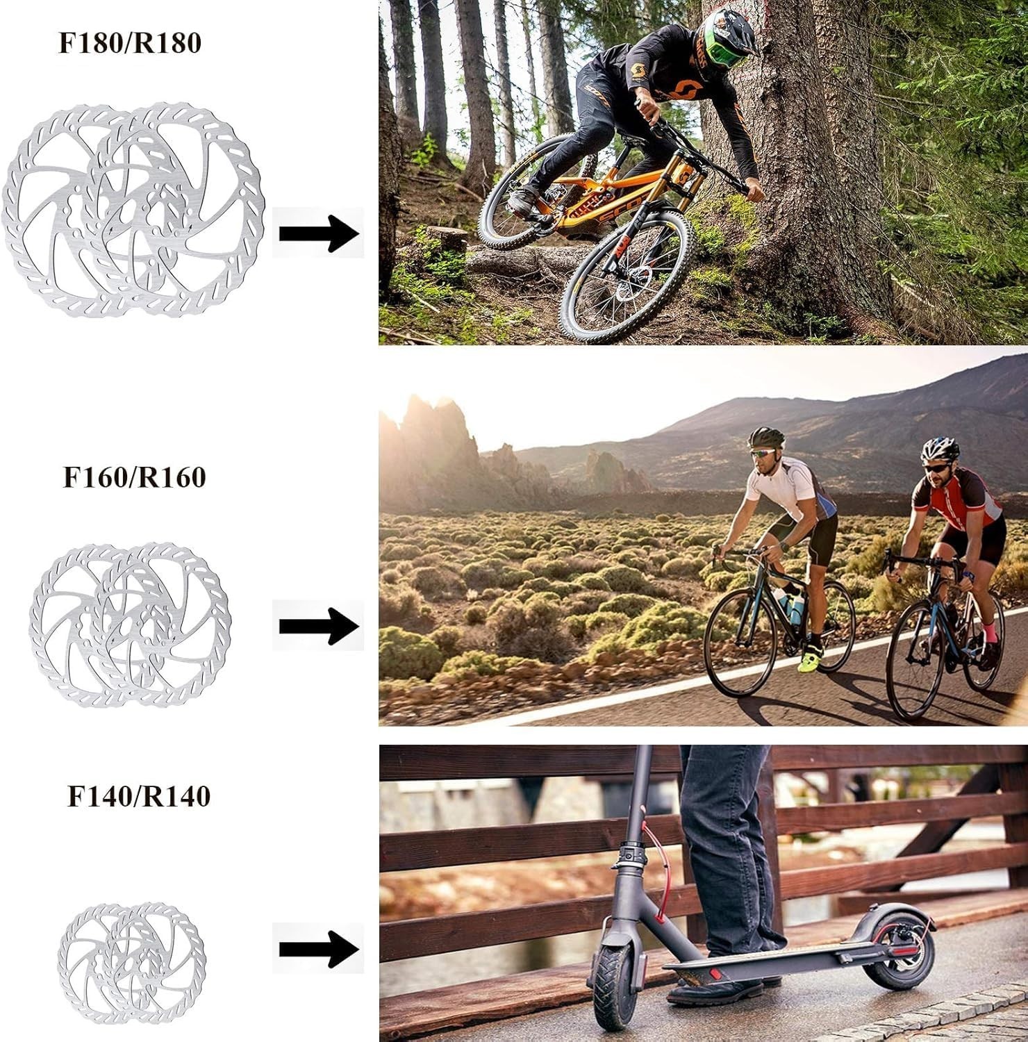 Bike Disc Brake Kit Aluminum Front Rear Caliper 160mm Rotor Mountain Road