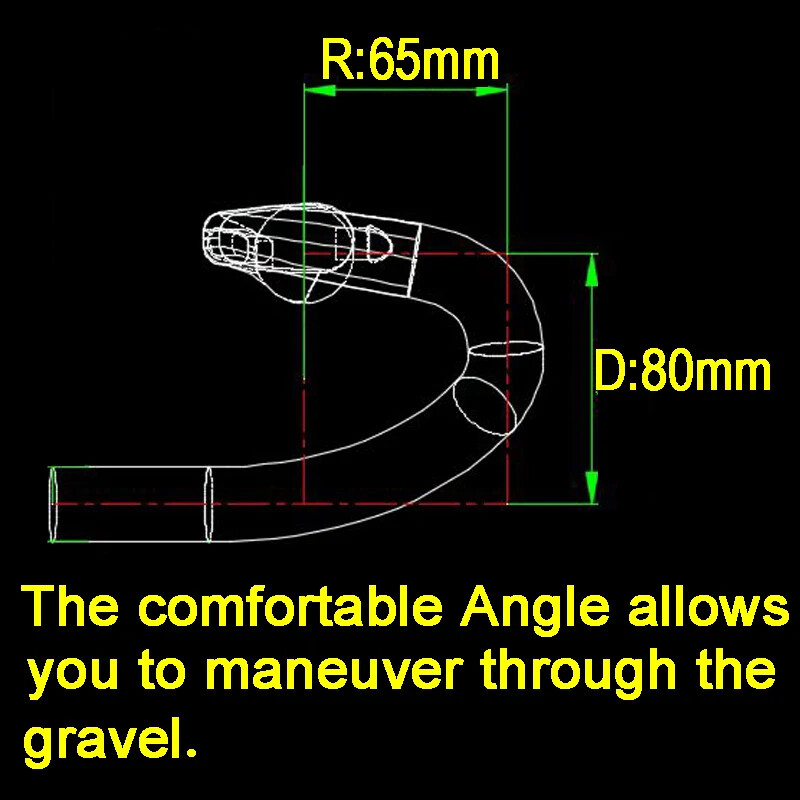 340/380/420/460mm Fully Hidden Wiring Road Bicycle Handlebar Drop 80mm 37degrees