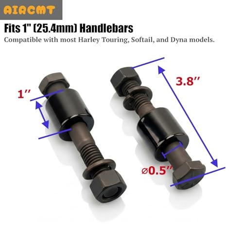 1 Pair Handlebar Riser Extension Spacers, Adds 1″ Height, Gloss Black Powder