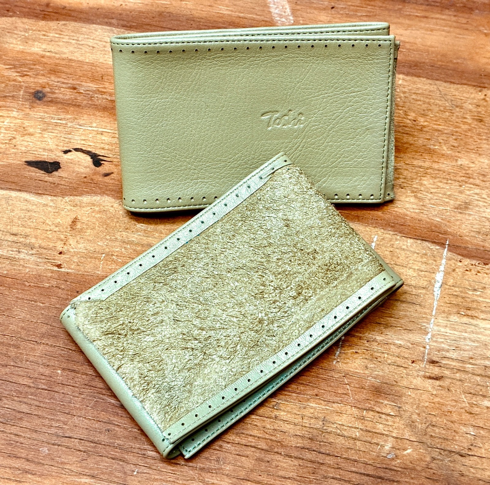 NOS Olive Green Fuji Toshi Leather Stich-Up Handlebar Wrap Kit with Cord • Japan
