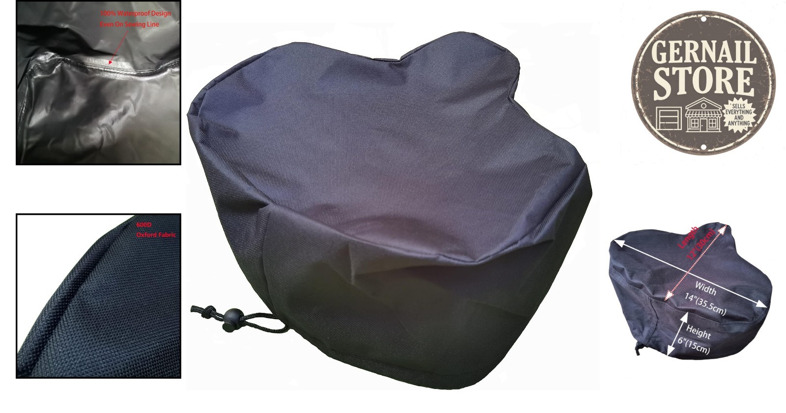 Universal Fit Oversized Bike Saddle Cover – Heavy Duty & UV Resistant, 12″ x 14″