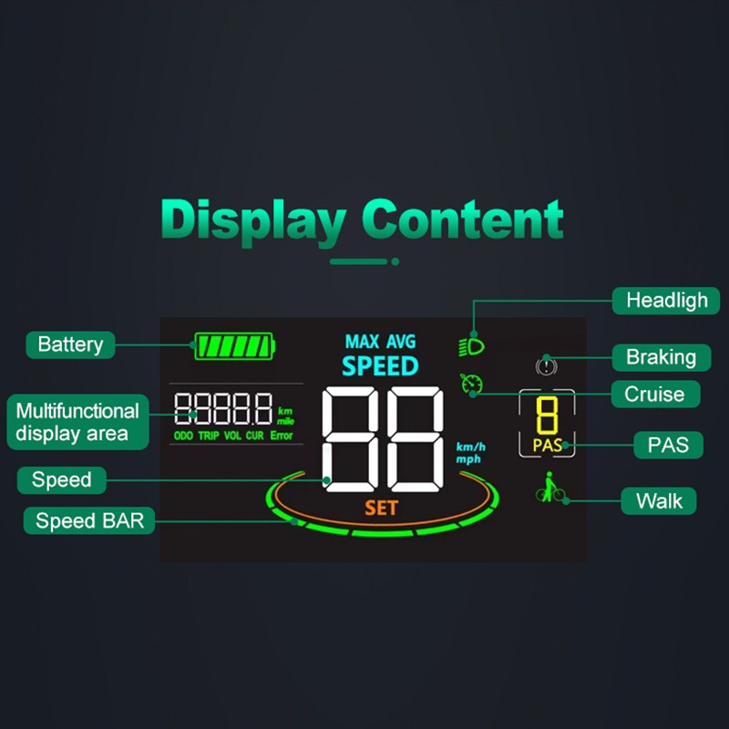 H6C LCD Display Control Electric Computer Color Gradient Digital Speedometer