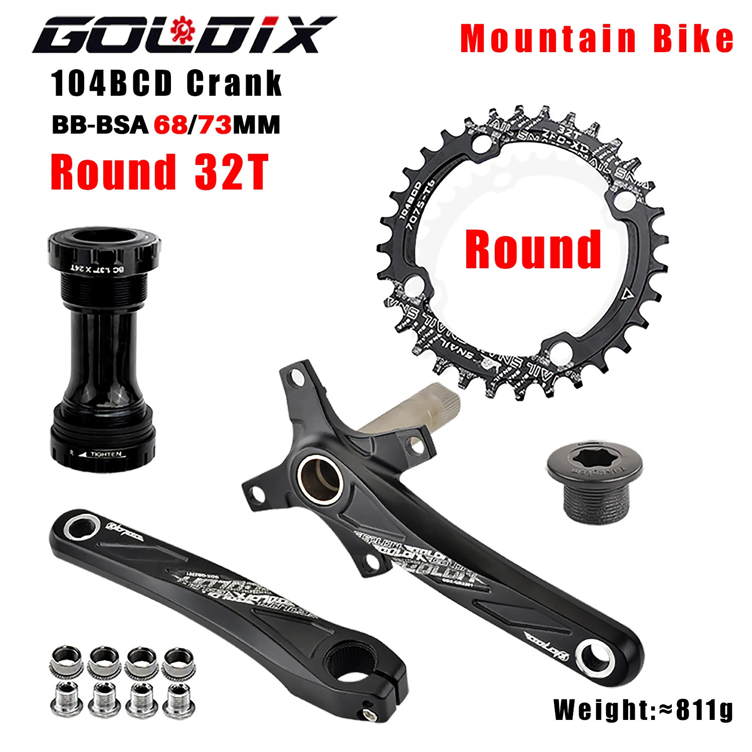 104BCD MTB Crankset 165/170/175mm 32T-38T Narrow Wide Chainring Alloy