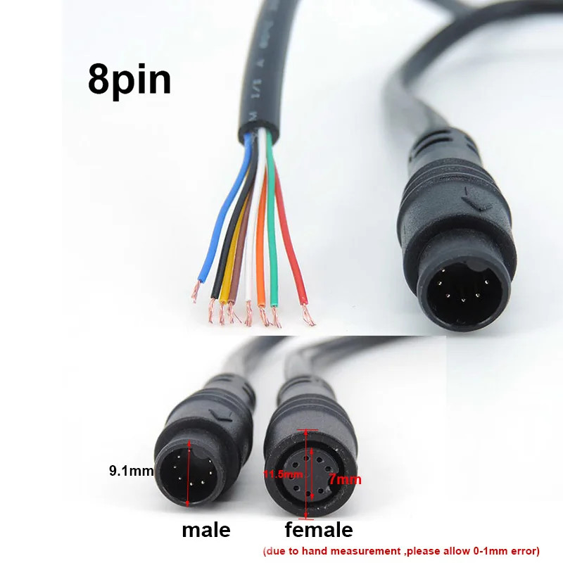 2/3/4/5/6 8 Pin male to female Connector Waterproof eclectic Ebike senser Cable