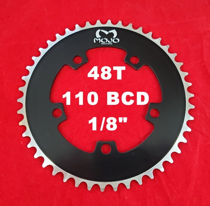 MOJO Fixed Gear Chainring 48T – 110 BCD Track Fixie single speed 1/8″ – BLACK