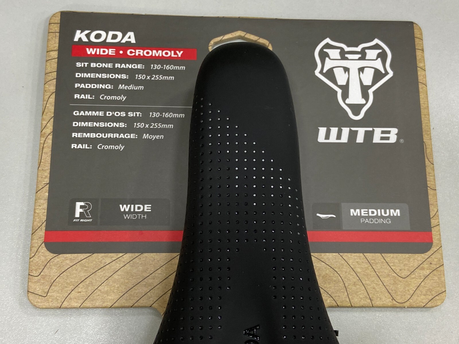 WTB Koda Wide Cromoly Rail Medium Padding 150x255mm Saddle (Black)