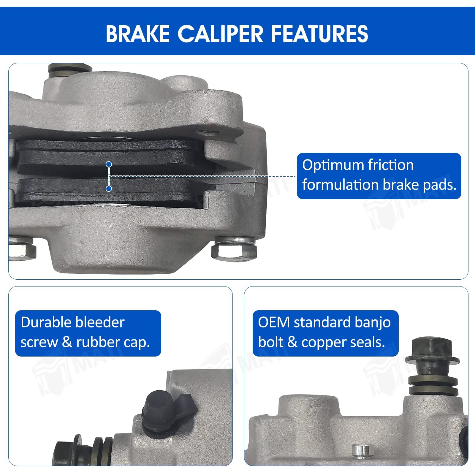 Front and Rear Brake Calipers with Pads for Arctic Cat ATV Multiple Models