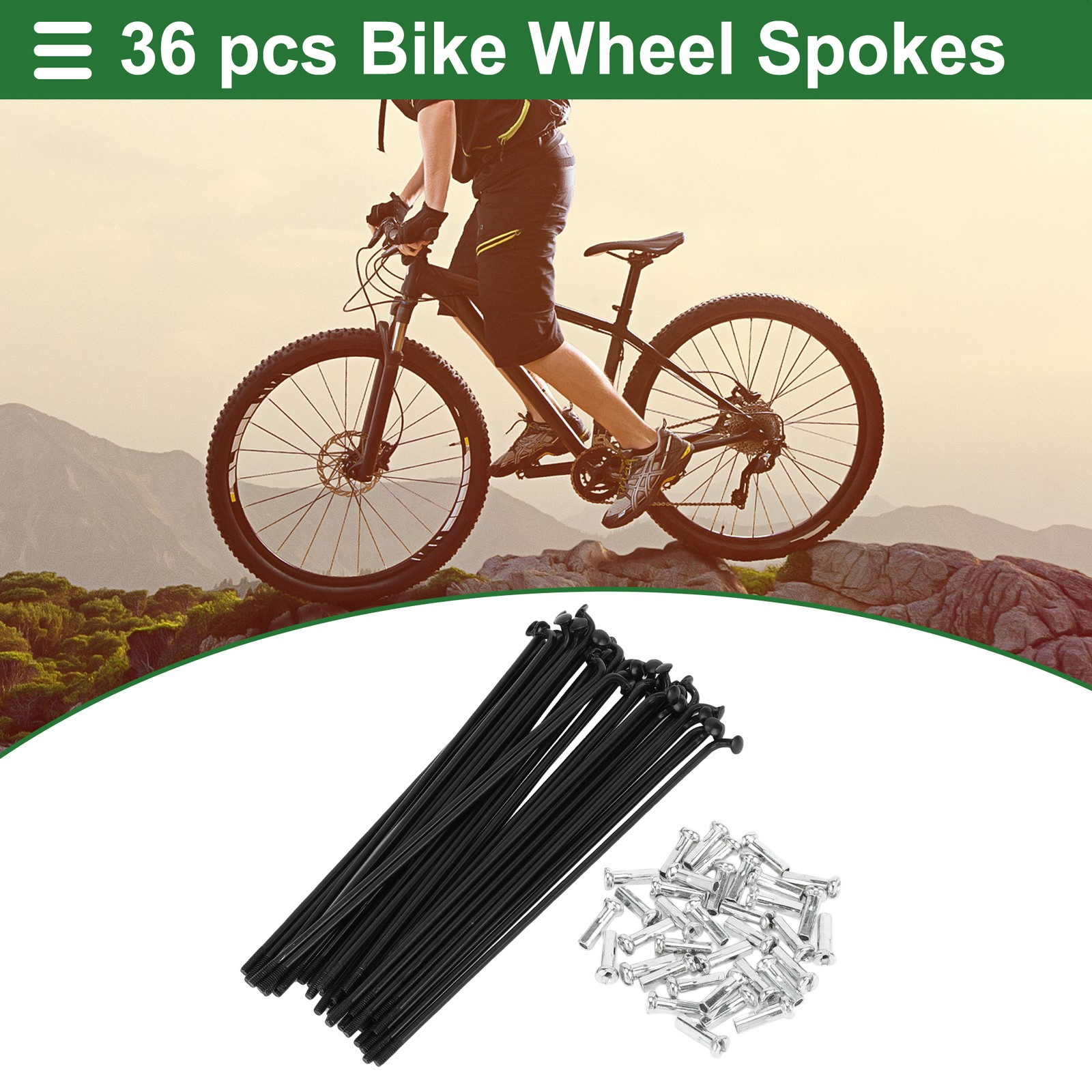 1 Set 14G 114mm Length Bicycle Spokes Nipple Carbon Steel Black Universal