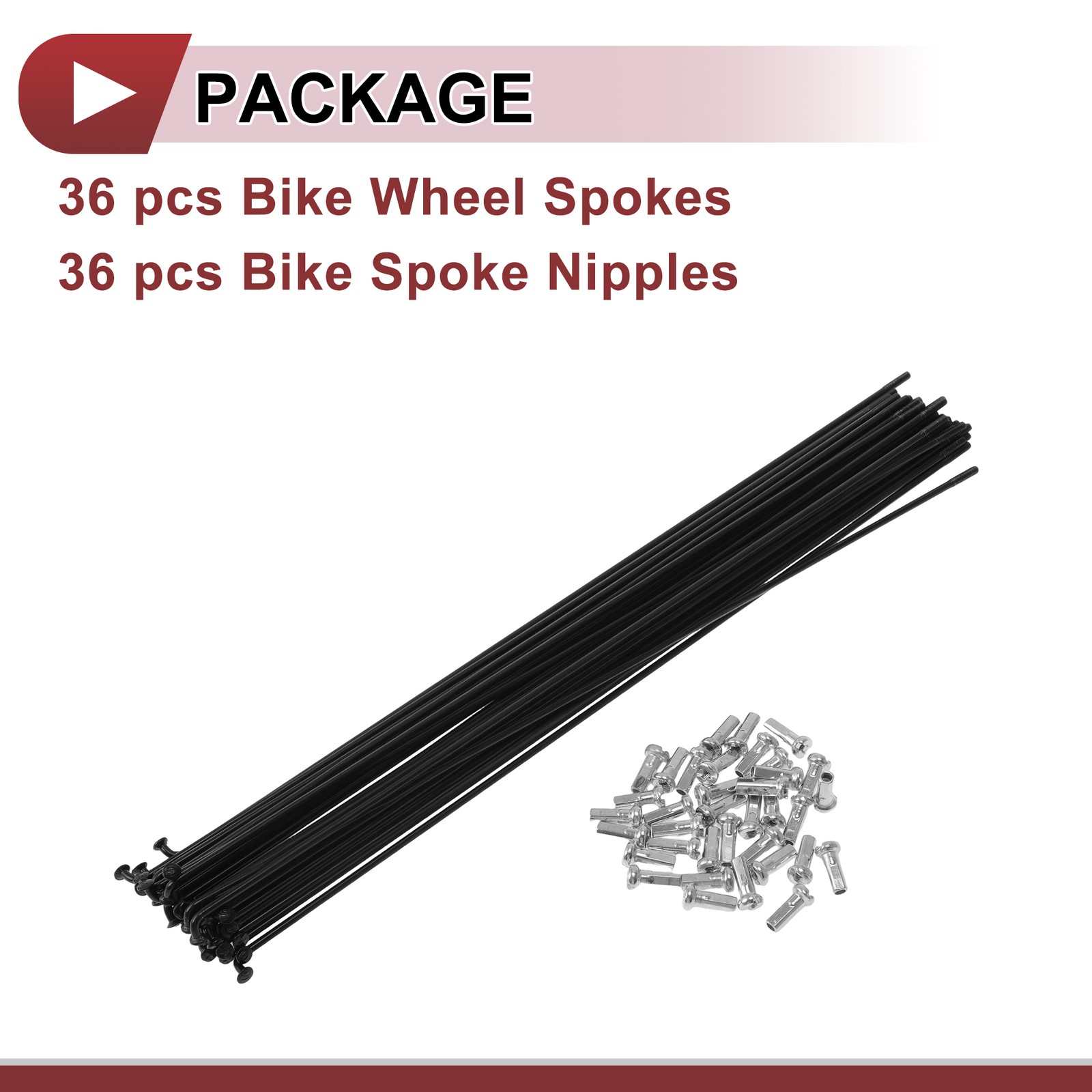 36 Set 14G Bicycle Spoke 231 mm 14G Bike Wheel Spoke Carbon Steel Black