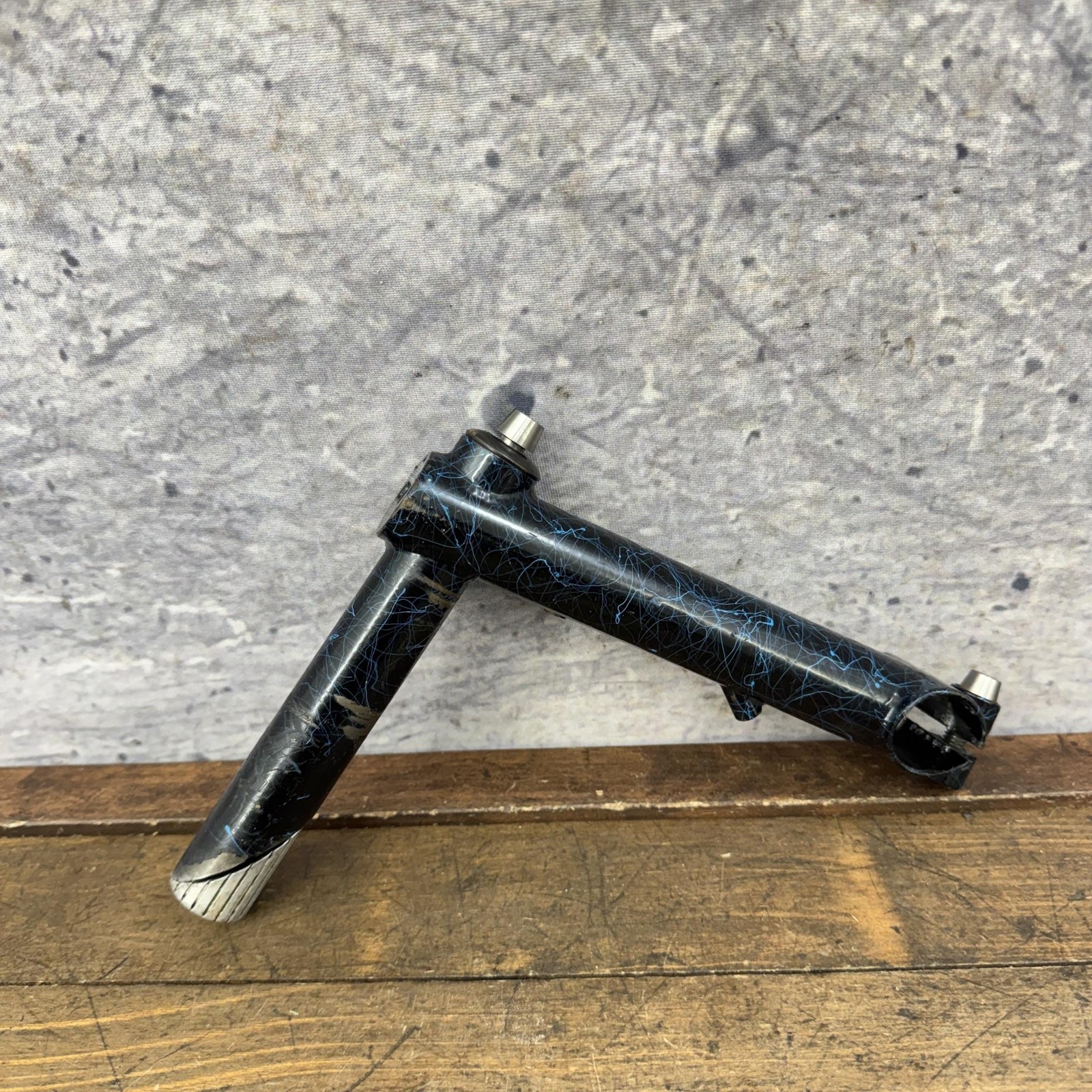 Vintage GT Quill Stem Blue Crackle Splatter 25.4 Quill 25.4 Clamp 80s MTB Cafe