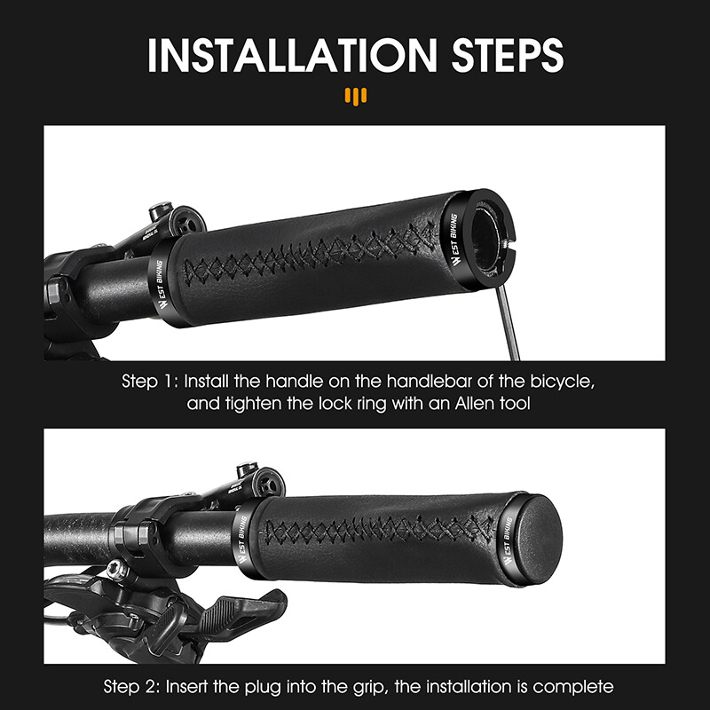 WEST BIKING Leather Bike Grips Lock-on Cycling Bicycle Handlebar Grips Black