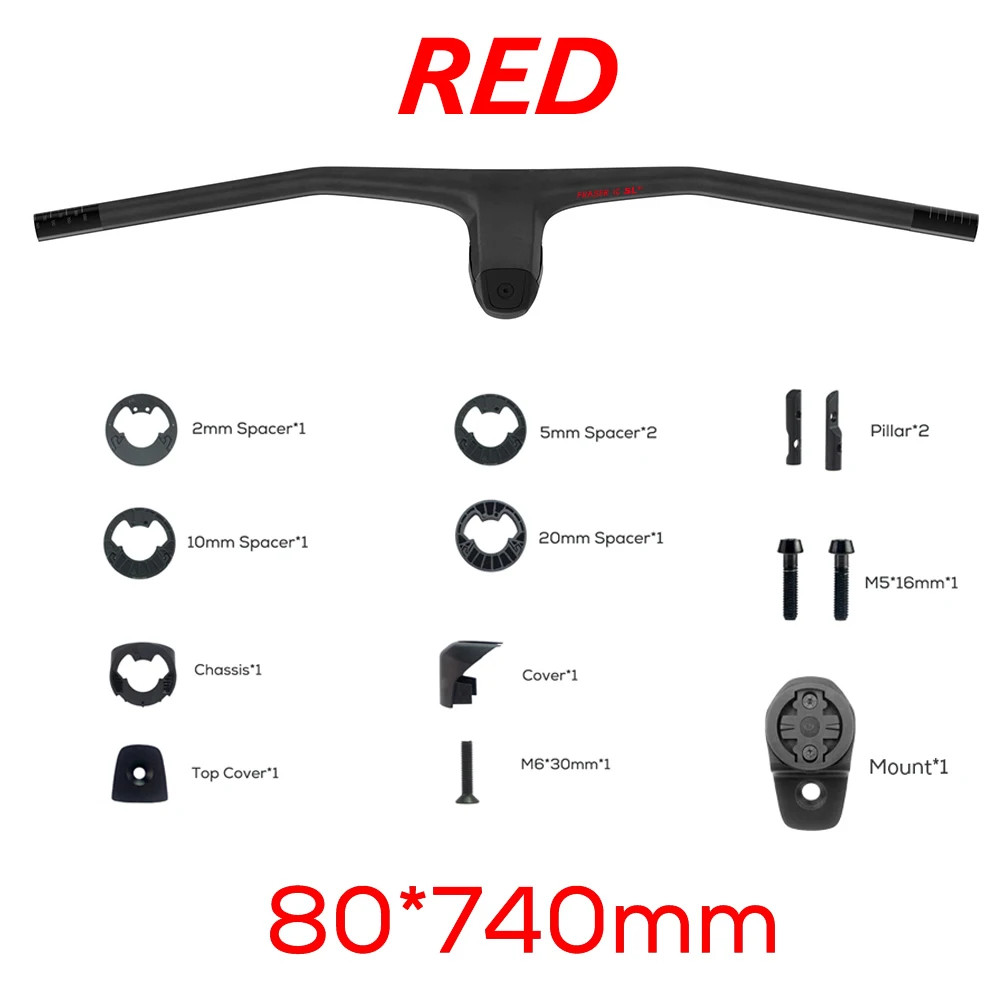 740mm -20 Degrees MTB Bicycle Full Carbon Fibre Integrated Cockpit Handlebar