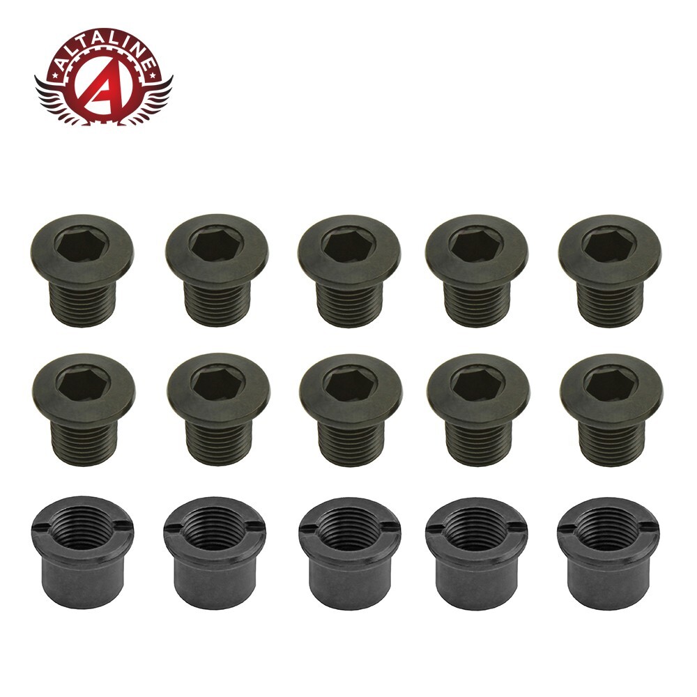 5 (FIVE) ALTALINE BICYCLE CHAINWHEEL BLACK TRIPLE BOLTS.
