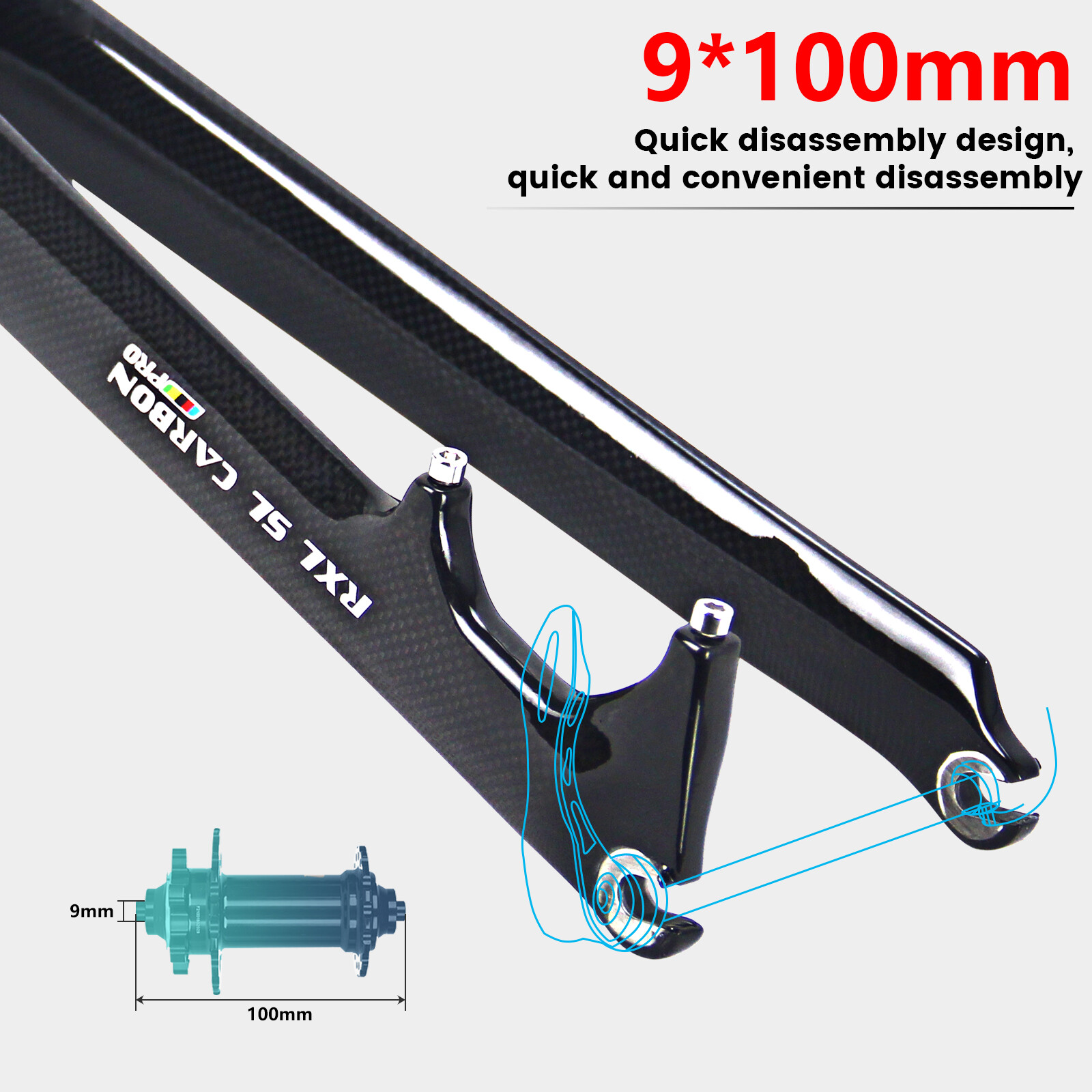 1-1/8“ Disc Brake Road Bike Fork 3K/UD Matte 700C Carbon Fiber Bicycle Forks