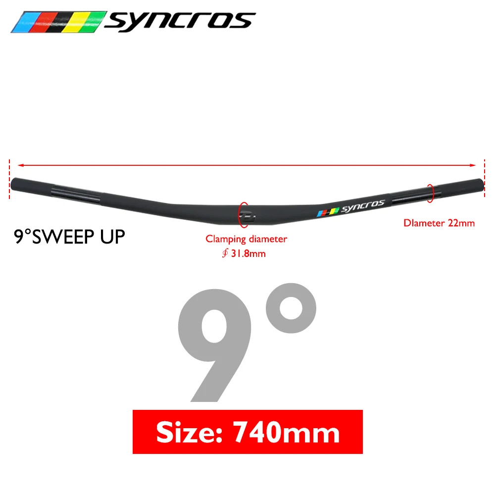 Matte Black Carbon Fiber MTB Bicycle Handlebars 28.6mm 3°/9°/Rise 700-740mm