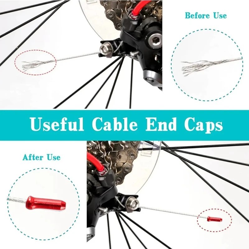 50pcs Bike Brake & Shift Cable End Caps Aluminum Crimp Tips Bicycle Cable Ends**