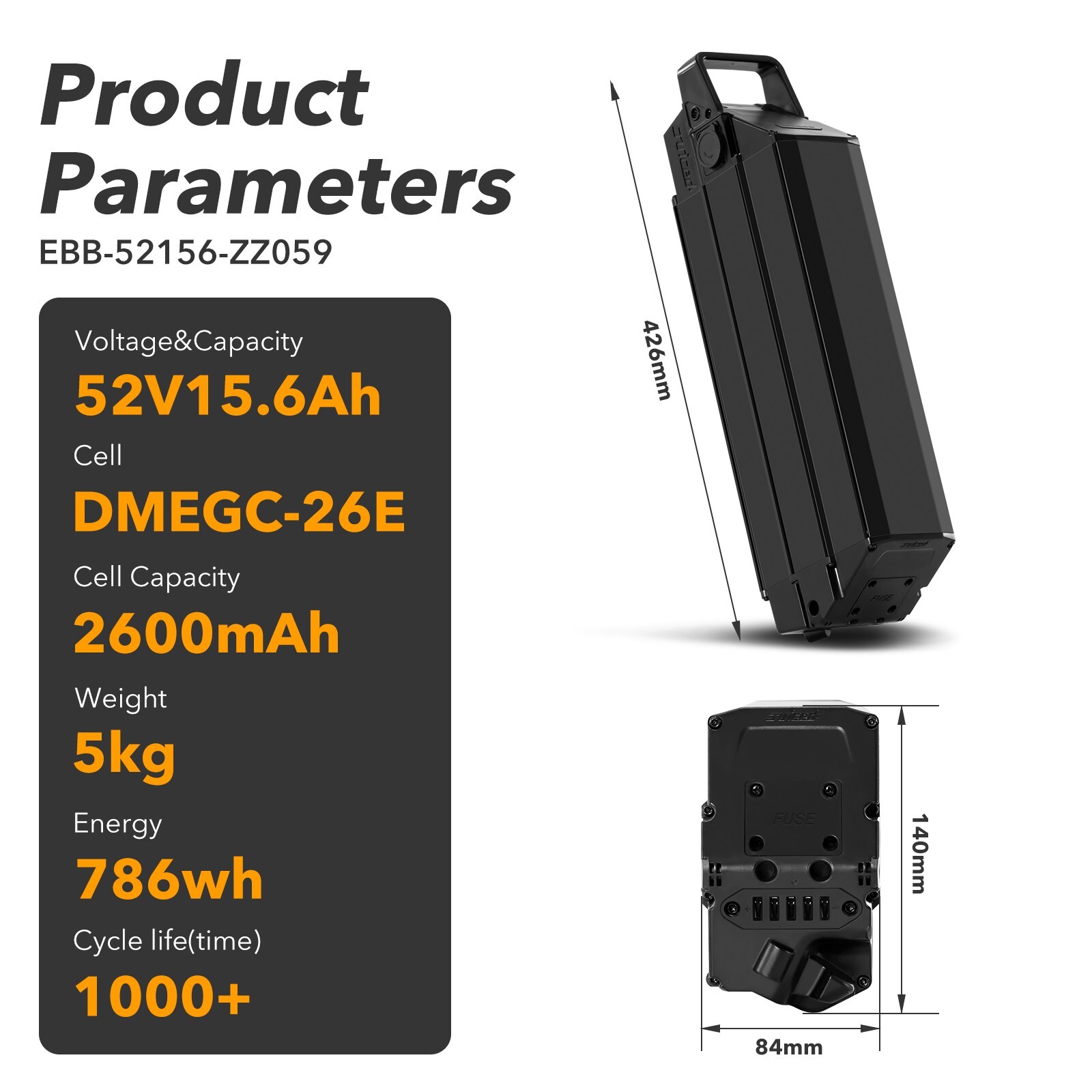 Juiced Ebike Battery Replacement 52V 15.6Ah 52 volt Lithium ion Battery