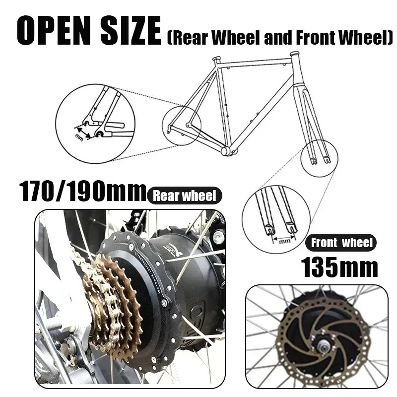 48V 1000W 20 24 26in Snow Fat Ebike Conversion Kit Rear Brushless Gear Hub Motor