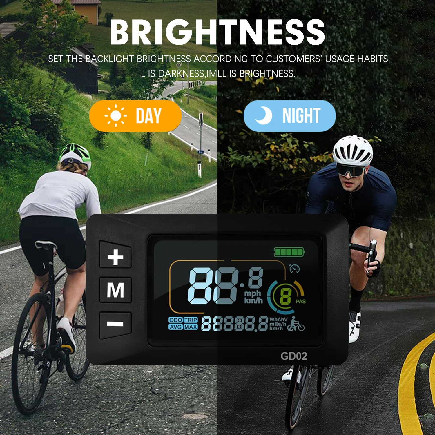 E-bike Display 24V 36V 48V 52V 60V 72V E-bike Colour SM/Waterproof Plug Display