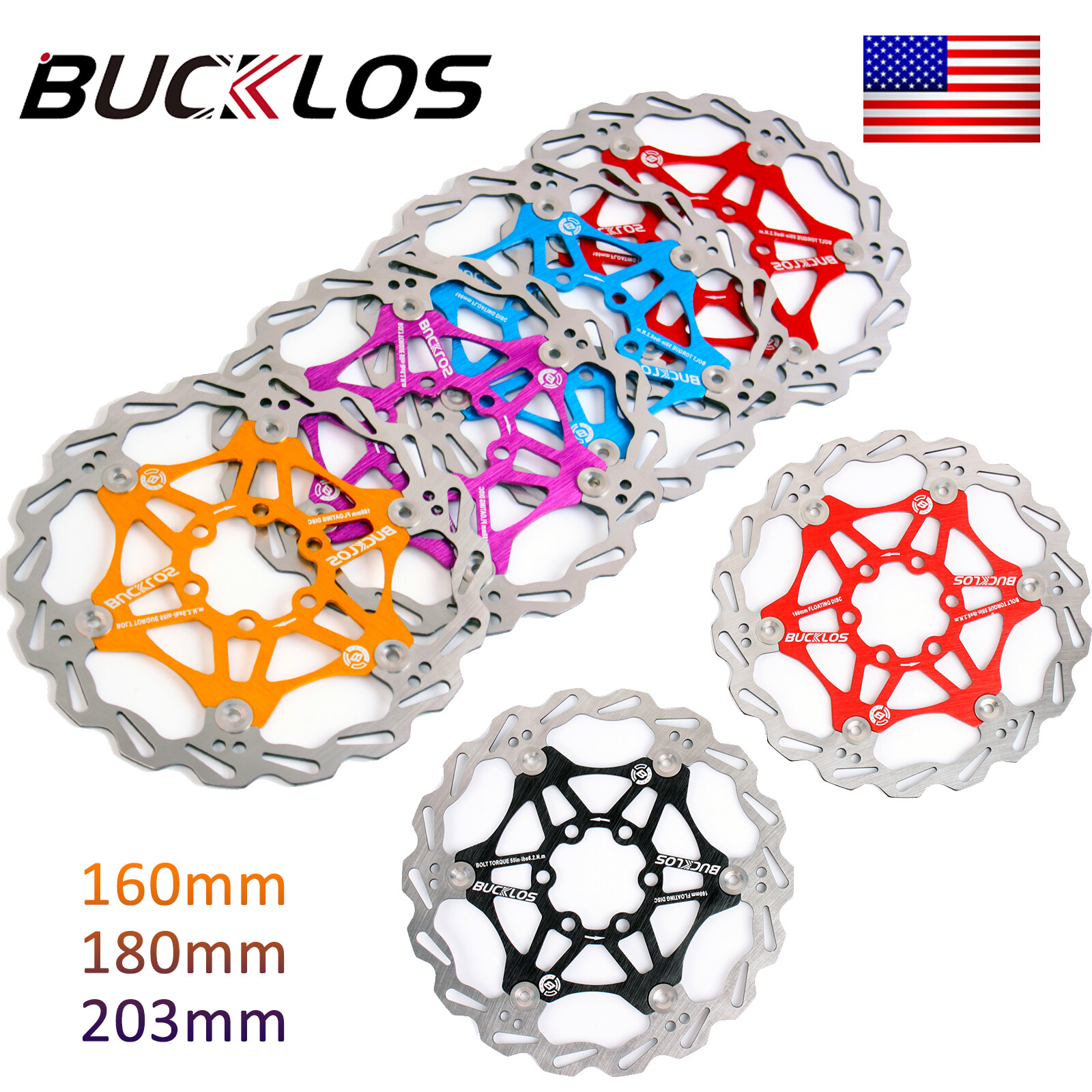 1/2pcs Floating Disc Brake Rotor 160/180/203mm 6 Bolts MTB Caliper Bike Parts US
