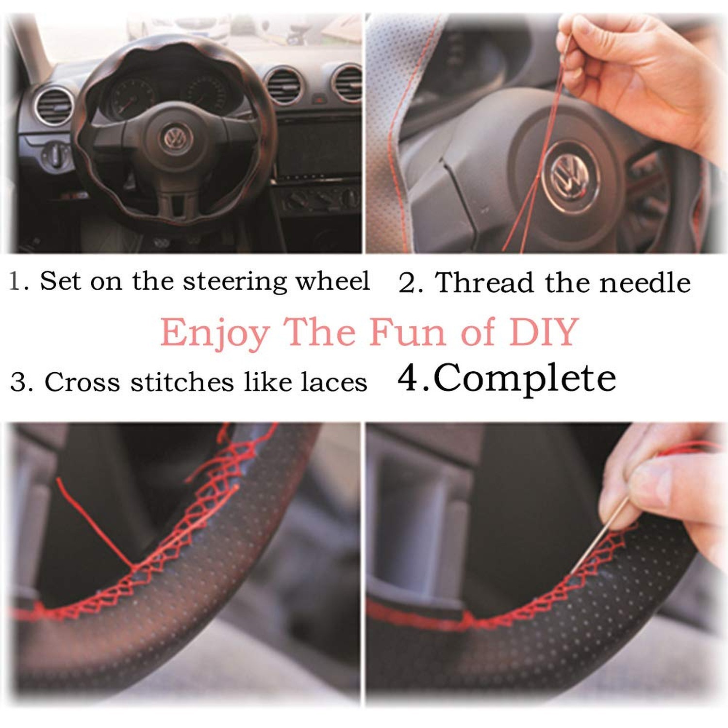 Matte Black Carbon Fiber & Nappa Perforated Leather Interior Accessories Stee…