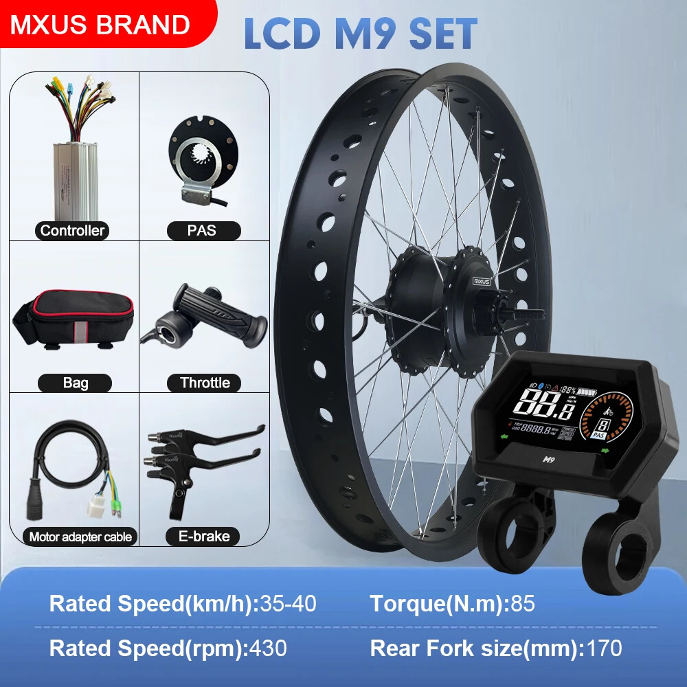 20 24 26in Snow E-bicycle Conversion Kit 48V 750W Fat Tire Rear Rotate Hub Motor