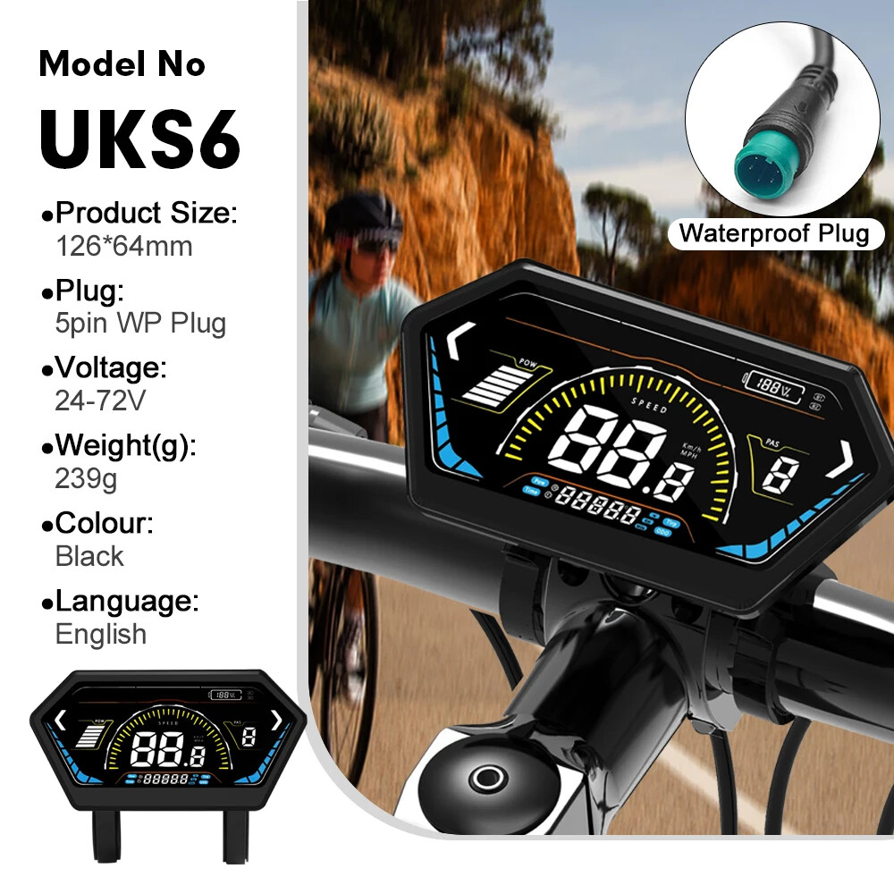 E-bike Display 24V 36V 48V 52V 60V 72V E-bike Colour SM/Waterproof Plug Display