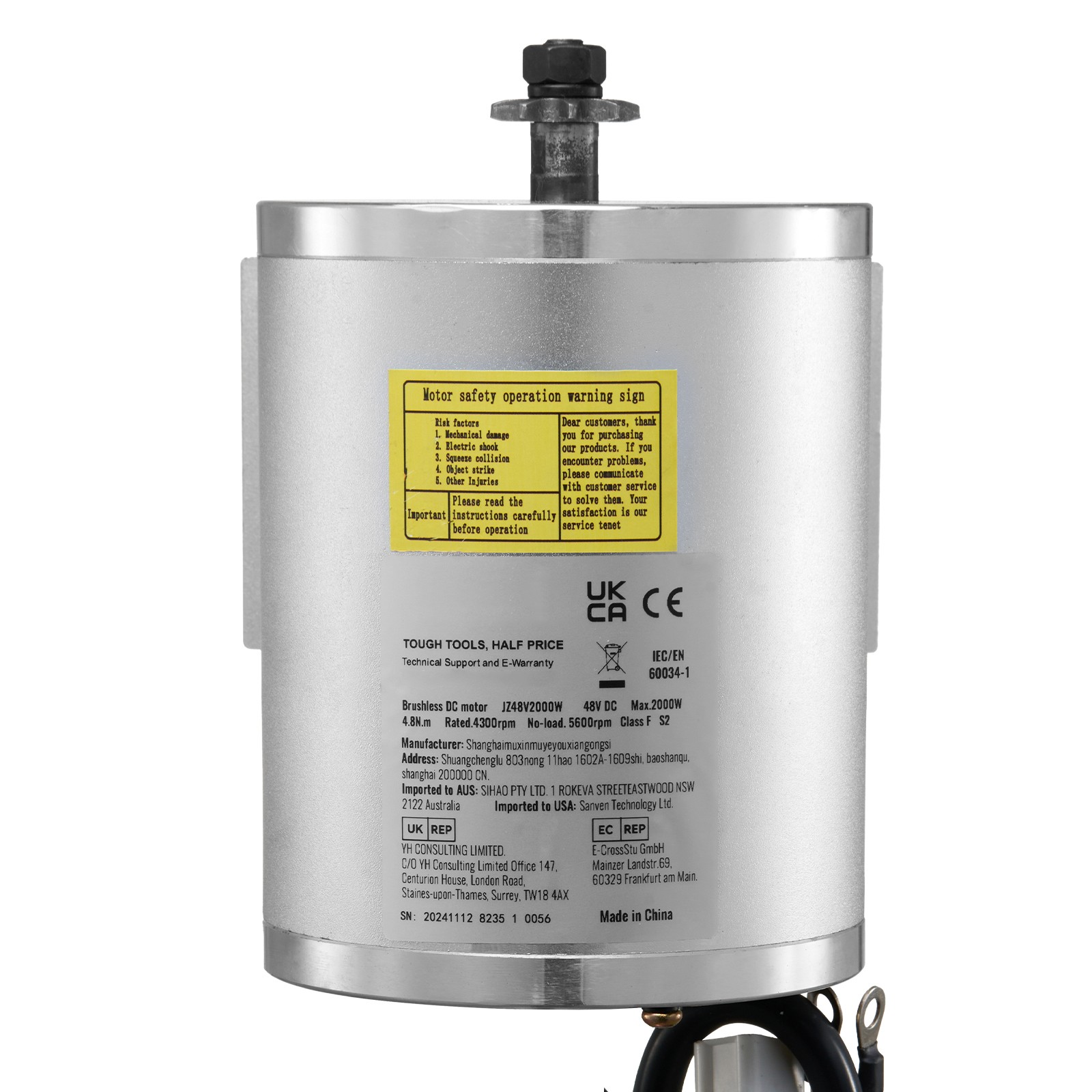 2000W Electric Brushless DC Motor Kit 48V 4300rpm Motor with Speed Controller