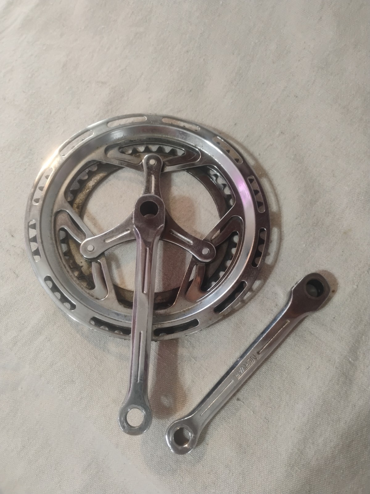 Vintage Nervar Crankset 52/40T 165MM Arm Length For 1/2″ Pedals Made In France