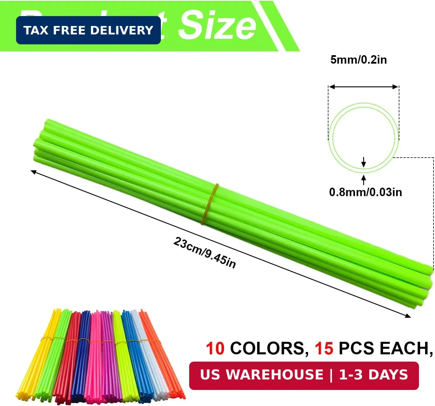 150 PCS Spoke Skins Spoke Covers 10 Colors Bicycle Spoke Covers Plastic Bike Whe