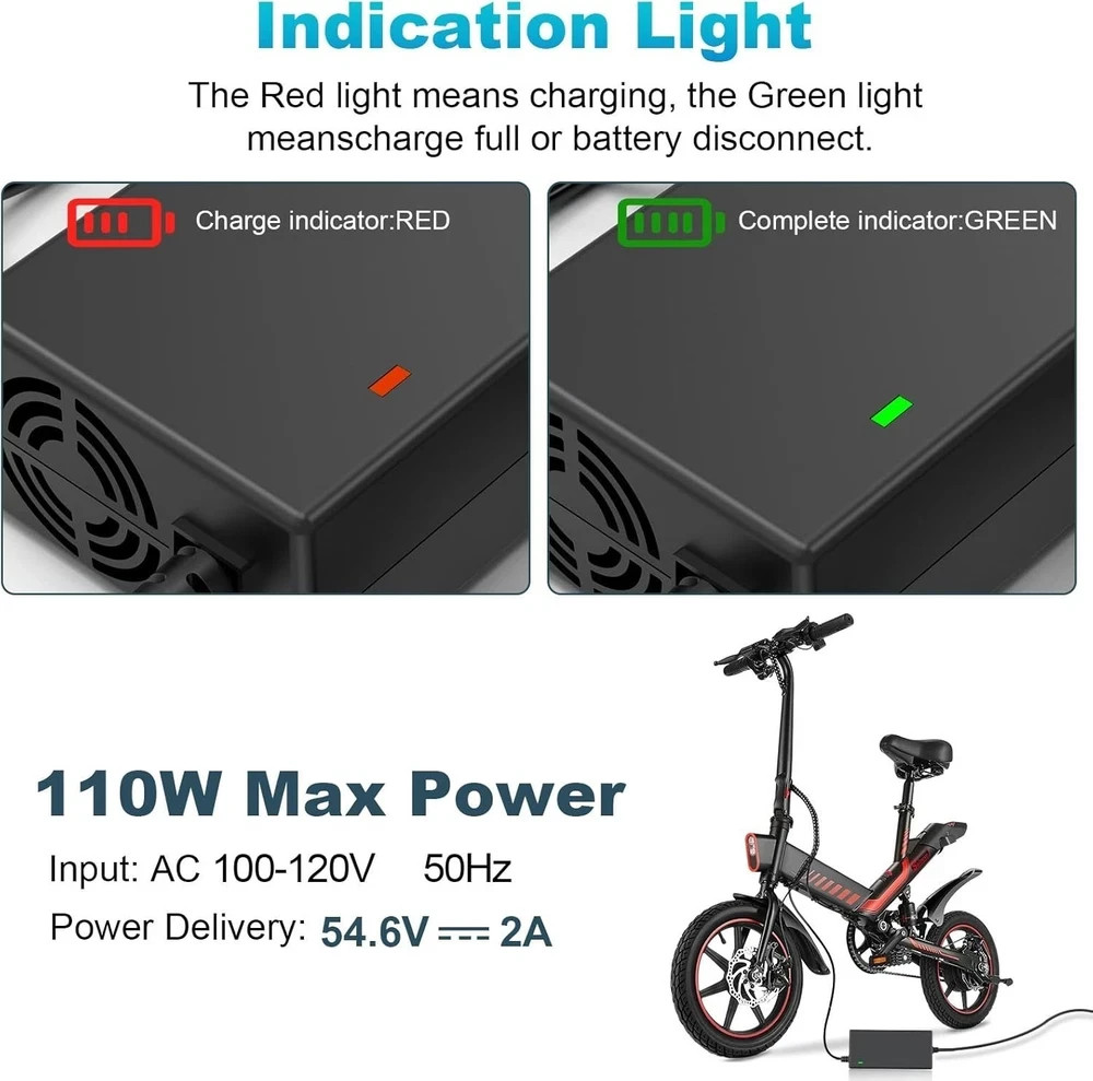 Multi-Device Charger 54.6V 2A with Cooling Fan and LED Indicator Light