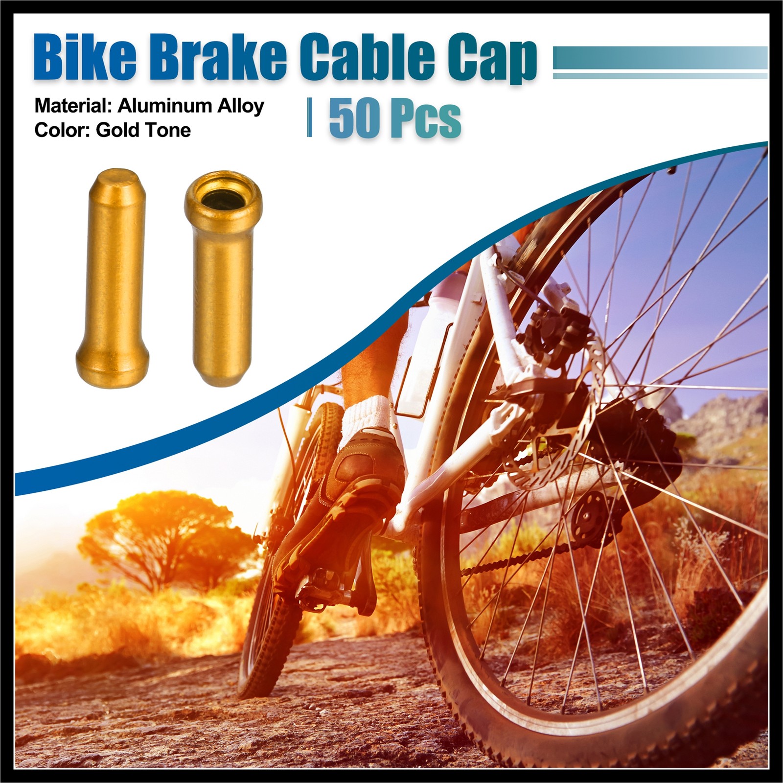 50 Pcs Bicycle Shifter Brake Gear Inner Cable Cap End Tips Crimps Gold Tone