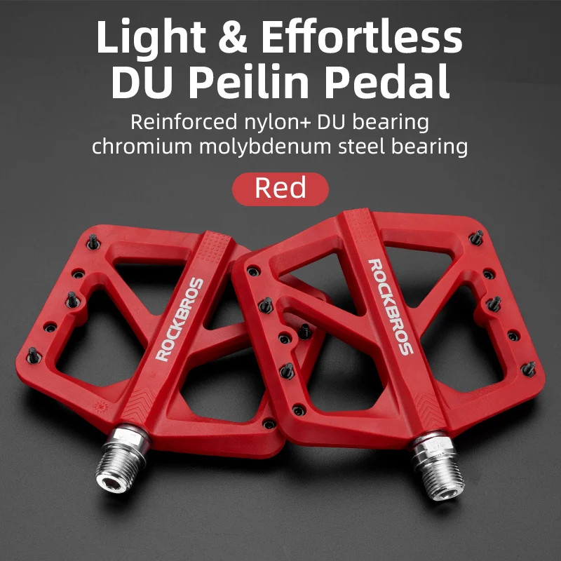 ROCKBROS Bike Pedals Nylon DU Bearing Ultralight MTB Road Bicycle Platform