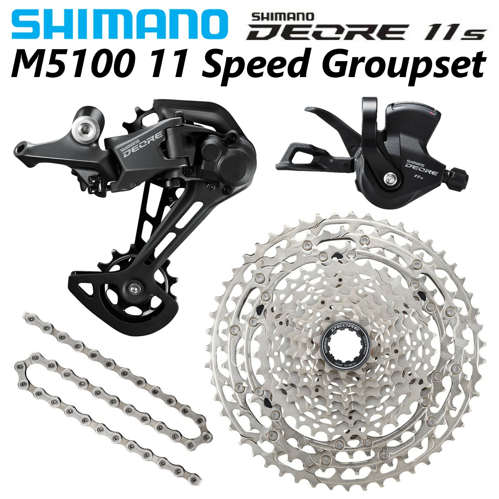 Shimano DEORE M5100 1×11 Speed Groupset 11-51T SL+RD CS-M5100 HG601 4Pcs/Kit OE