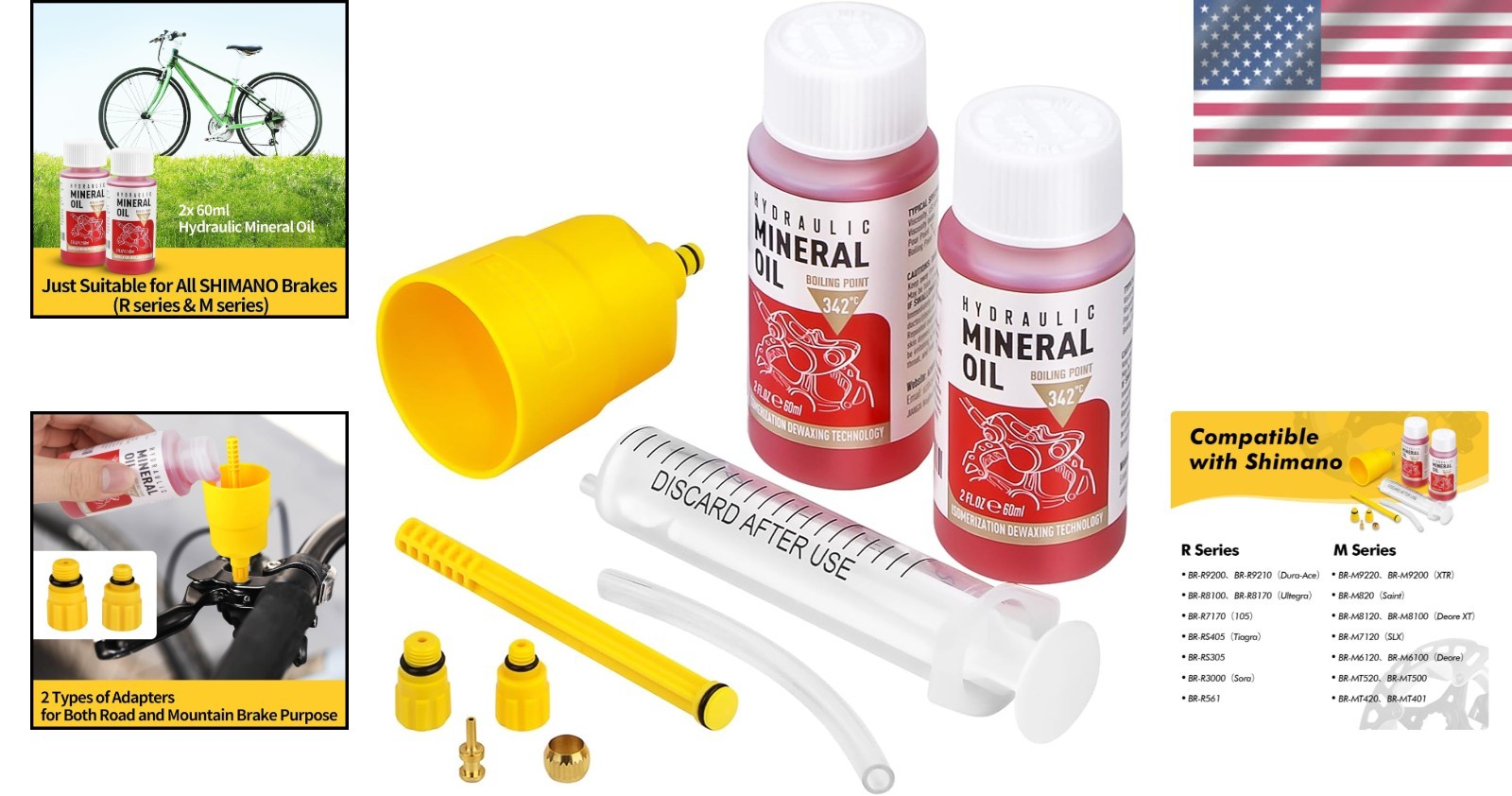 Brake Bleed Kit for Shimano Hydraulic Brakes, Brake Fluid Mineral Oil 120ml …