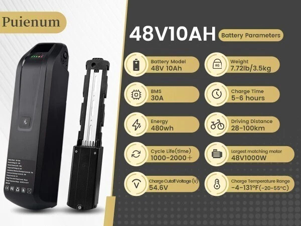 5PIN 36V/48V/52V ebike lithium battery 10Ah/15Ah/20Ah for ≤ 2000W Motors bicycle