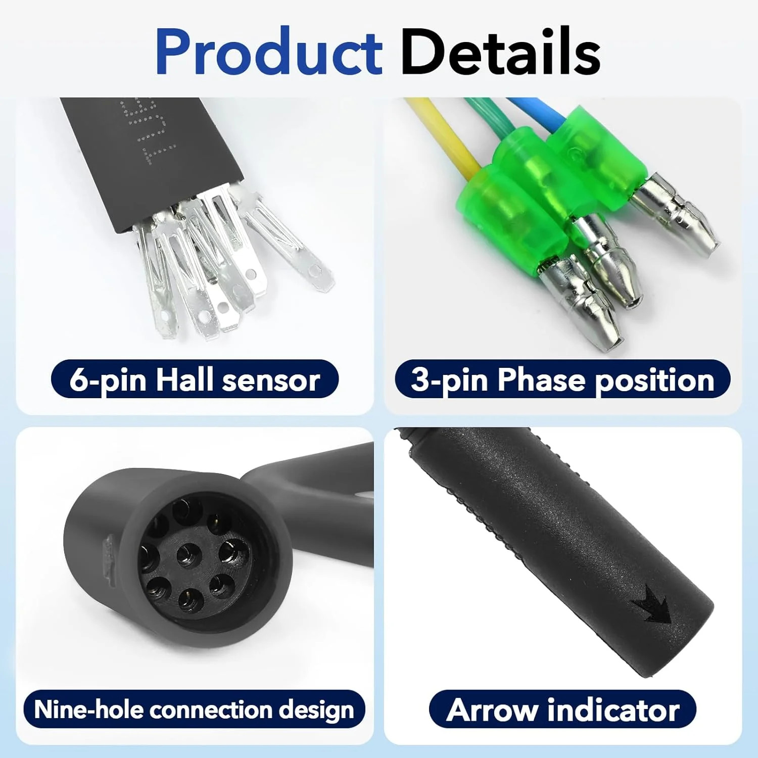 9 Pin Hub Motor Convert Extension Cable, Waterproof Connector 36V 48V 72V Electr