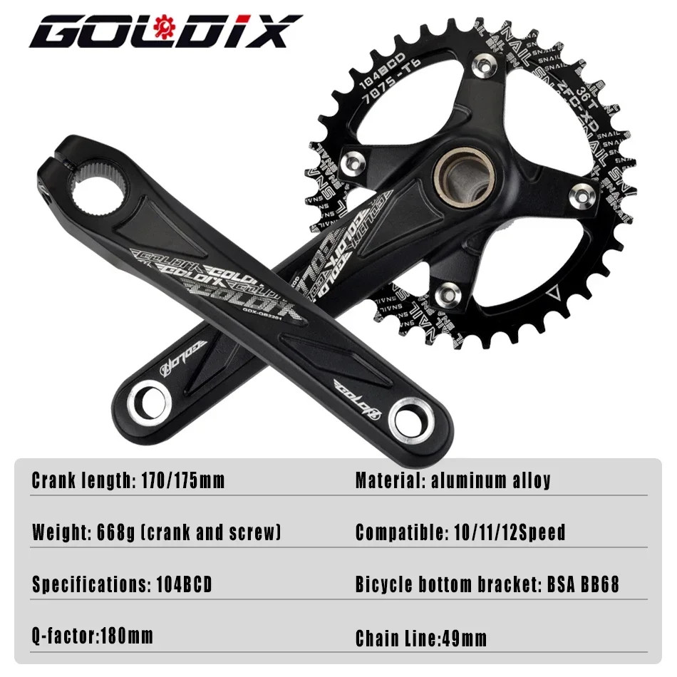 104BCD Wide and Narrow Teeth Bicycle Crankset 170/175Mm Crank Round/Oval Chain R