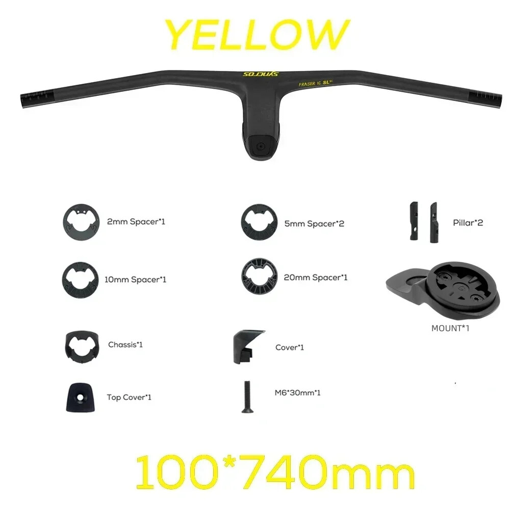 -20 Degrees Full Carbon Fibre MTB Bicycle Integrated Cockpit Handlebar 740MM