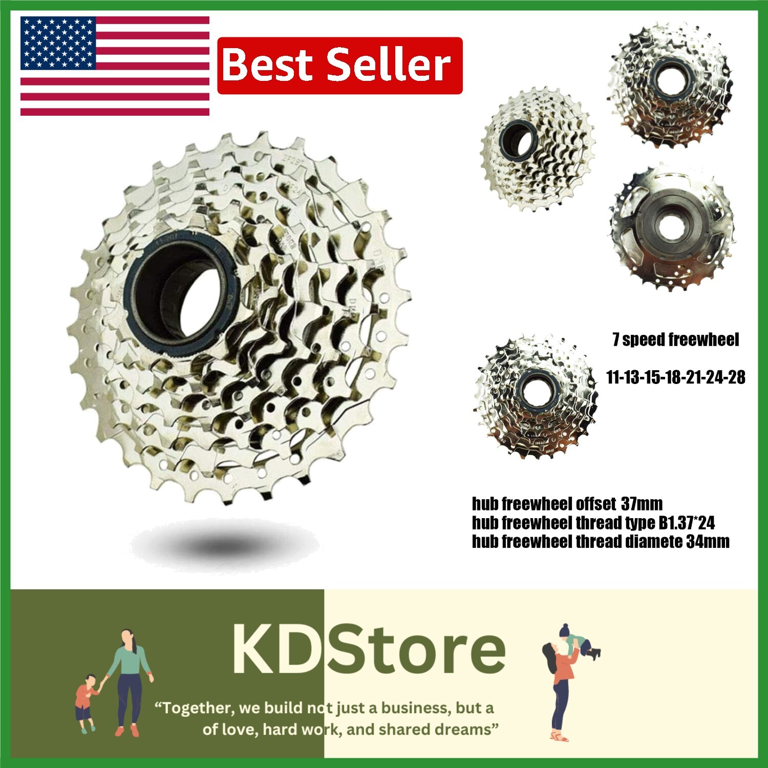 7-Speed Freewheel for E-Bikes – Ultimate Chromoly Steel Durability, 11-34T