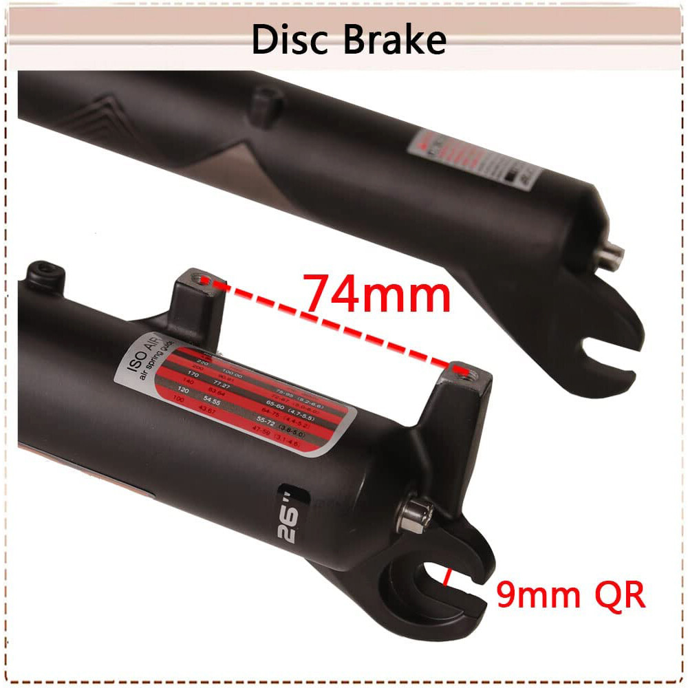 26″ Fat Bike Air Suspension Fork 4.0 Tire MTB/Beach/Snow Bicycle 1-1/8 Fork Disc