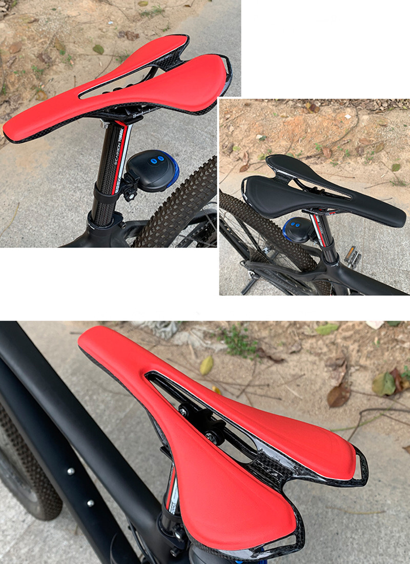 Bicycle Saddle Carbon Fiber Leather Seat Oval Rail MTB Road Racing Bike Saddles