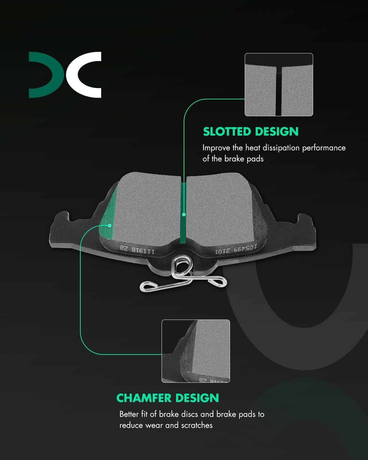 Scitoo D1564 Rear Semi-Metallic Brake Pads Sets Fit For Chevy 08-10For Ford 10