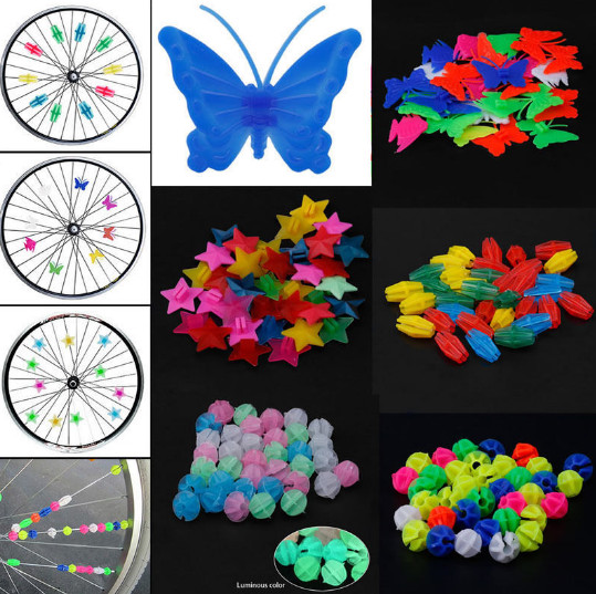 3Pack Colorful Bicycle Stars and Beads Wheel Bike Decoration Bead Spoke Beads