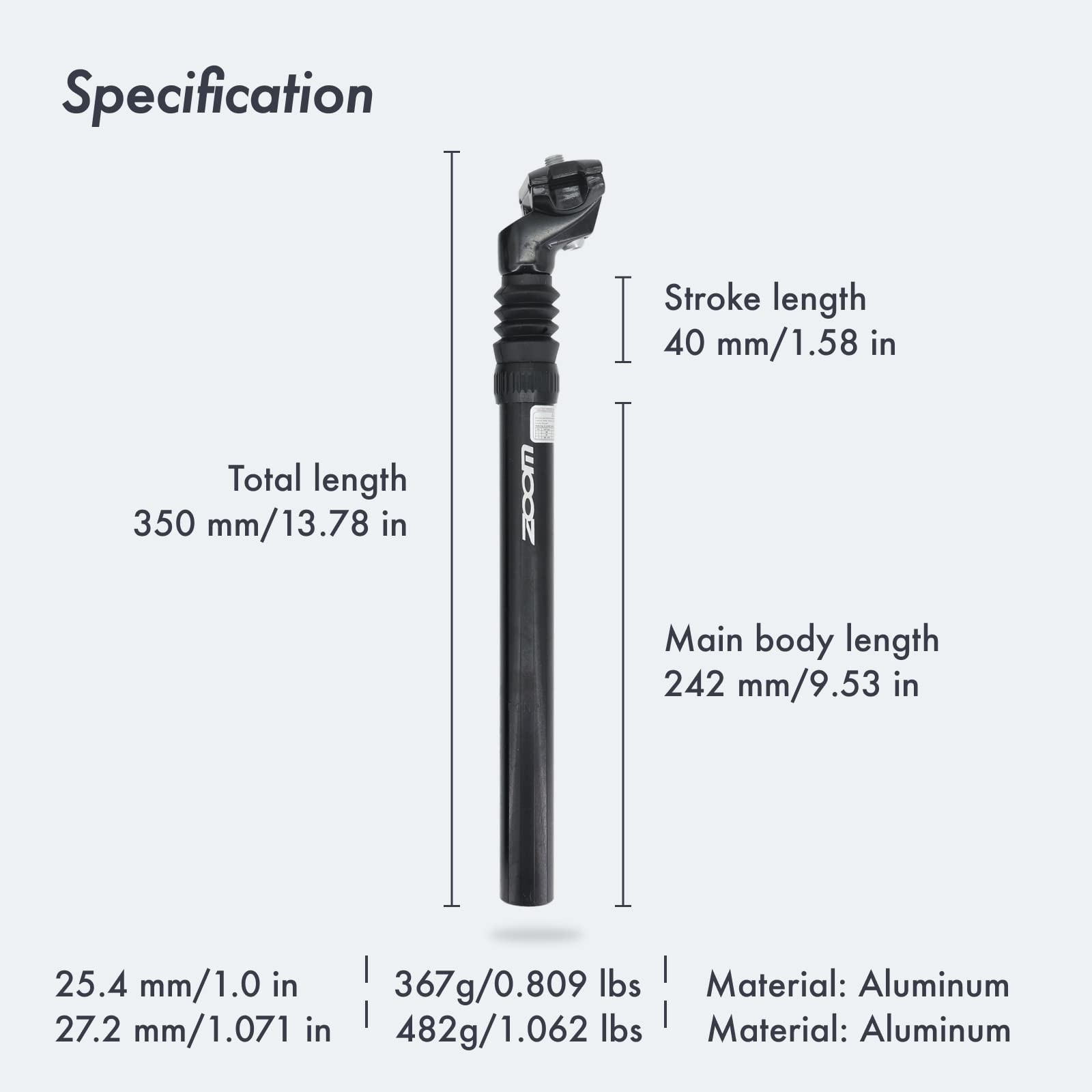 DJC Bike Suspension Seatpost Shock Absorber Damper Rubber Seat 25.4mm, black
