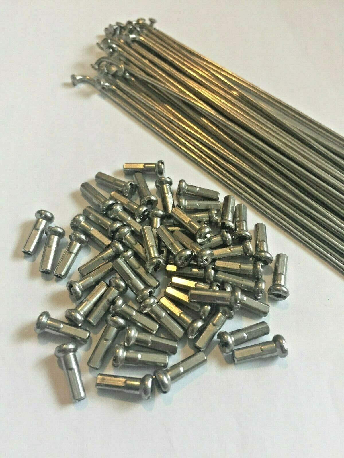 Bicycle Spokes & Nipples – 14G Stainless Steel – SILVER (CHOOSE YOUR LENGTH)