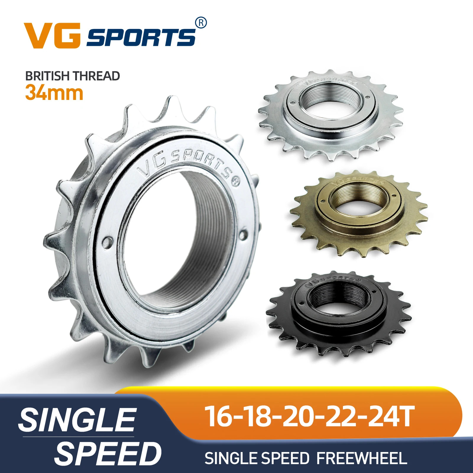 Single Speed Bicycle Freewheel 16T-24T BMX 34mm Cog Gear Sprocket Parts