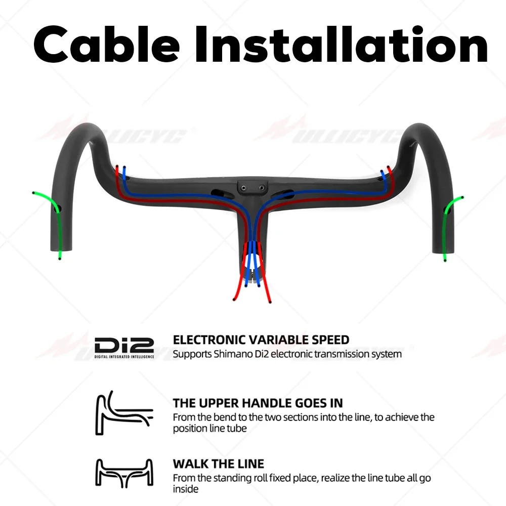 Road Bike Carbon Integrated Internal Cable Handlebar 28.6mm Steer with Spacers