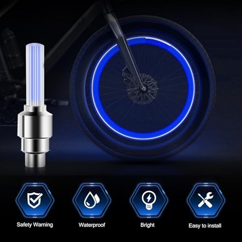 Tire Valve Stem Cap Lights, LED Wheel Flash Light, Motion-activated 4 PCS Blue